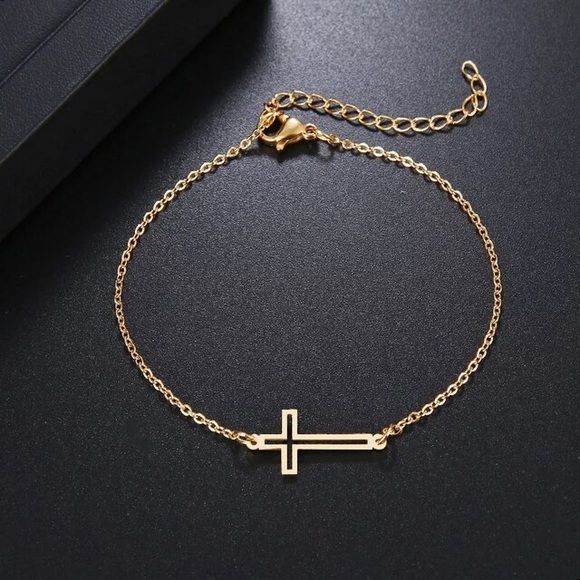 Stainless Steel Women Gold Cross Bracelet - Picture 3 of 4
